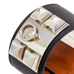 Pre Owned Hermès Collier de Chien Dark Brown Leather Cuff Bracelet S