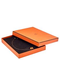Pre Owned Hermès Rose Gold Plated Omega Chain Orange Lacquer Pop H Pendant Necklace