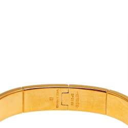 Pre Owned Hermes Red Eperon D'or Bandana Rouge Enamel Gold Plated Hinged Bracelet