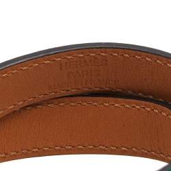 Pre Owned Hermes Green Leather Gold Plated Kelly Double Tour Bracelet