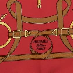 Hermes Red Eperon d'Or Silk Square Scarf
