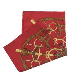 Hermes Red Eperon d'Or Silk Square Scarf
