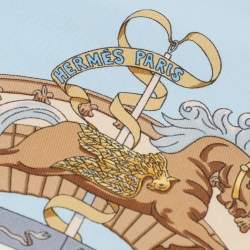 Pre Owned Hermes Blue Musee Vivant du Cheval Chantilly Silk Handkerchief