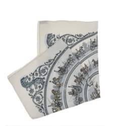 Hermes White La Promenade De Longchamps Silk Square Scarf