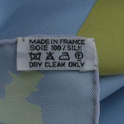 Pre Owned Hermès Pale Blue Jeux d'Ombres Silk Scarf