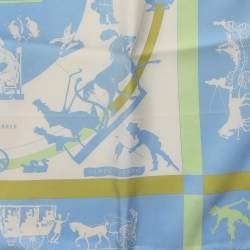 Pre Owned Hermès Pale Blue Jeux d'Ombres Silk Scarf