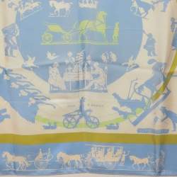 Pre Owned Hermès Pale Blue Jeux d'Ombres Silk Scarf