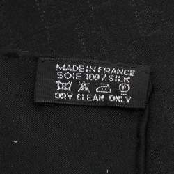 Pre Owned Hermès Black Faconnee Grand H Silk Pocket Square