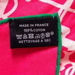 Hermes Pink Stirrup Printed Cotton Square Scarf