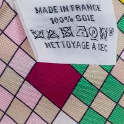 Pre Owned Hermes Pink Printed Silk Twilly