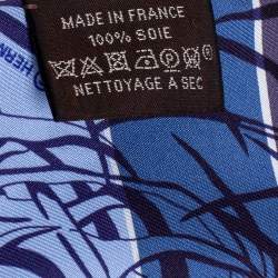 Pre Owned Hermes Blue Jungle Love Rainbow Printed Silk Twilly