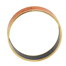 Pre Owned Hermès Caleche Orange Enamel Gold Plated Bangle Bracelet