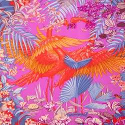 Pre Owned Hermès Multicolor Flamingo Party Silk Scarf