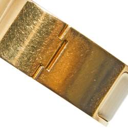 Pre Owned Hermès Clic Clac H Cream Enamel Rose Gold Plated Wide Bracelet