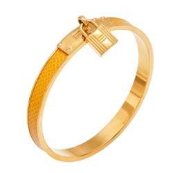 Pre Owned Hermes Courchevel Kelly Lock Cadena Gold Tone Metal Bracelet