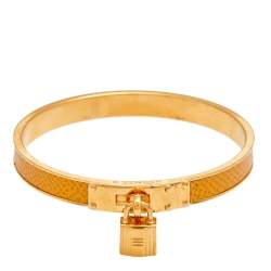 Pre Owned Hermes Courchevel Kelly Lock Cadena Gold Tone Metal Bracelet