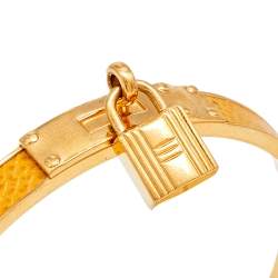 Pre Owned Hermes Courchevel Kelly Lock Cadena Gold Tone Metal Bracelet