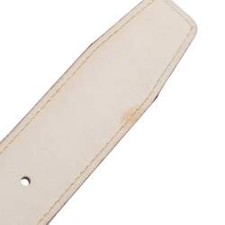 Pre Owned Hermes Blue Jean/Blanc Epsom and Swift Leather H Buckle Reversible Belt 95CM