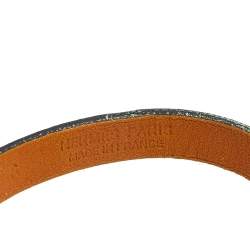 Pre Owned Hermès Green Leather Gold Plated Micro Rivale Bracelet S