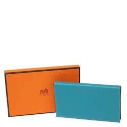 Pre Owned Hermes Turquoise Chevre Mysore Leather Vision II Agenda Cover