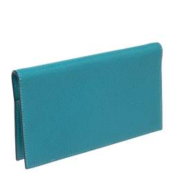 Pre Owned Hermes Turquoise Chevre Mysore Leather Vision II Agenda Cover