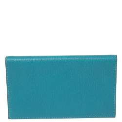 Pre Owned Hermes Turquoise Chevre Mysore Leather Vision II Agenda Cover