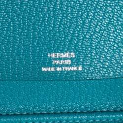 Pre Owned Hermes Turquoise Chevre Mysore Leather Vision II Agenda Cover