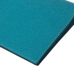 Pre Owned Hermes Turquoise Chevre Mysore Leather Vision II Agenda Cover