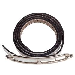 Pre Owned Hermes Blanc/Etoupe Epsom and Swift Leather Roulis Belt 85CM 