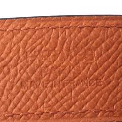 Pre Owned Hermes Black/Orange Epsom and Swift Leather Mini H Buckle Reversible Belt 70CM