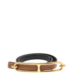 Pre Owned Hermes Gold/Black Epsom and Swift Leather Roulis Reversible Belt 70CM