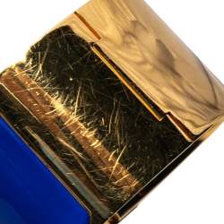 Pre Owned Hermès Clic Clac H Blue Enamel Gold Plated Extra Wide Bracelet PM