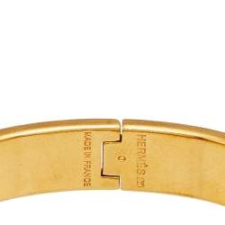 Pre Owned Hermès Clic H Black Enamel Gold Tone Narrow Bracelet