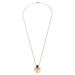 Pre Owned Hermes Eileen Red Enamel Gold Tone Metal Pendant