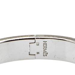 Pre Owned  Hermes Clic H Narrow Orange Enamel Palladium Plated Bracelet PM