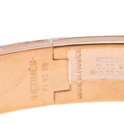 Pre Owned Hermes Clic H Marron Glacé Enamel Gold Tone Plated Cuff Bracelet PM