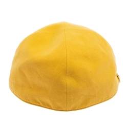 Pre Owned Hermes Yellow Cotton & Linen Leather Strip Detail Cap Size 56