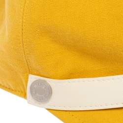 Pre Owned Hermes Yellow Cotton & Linen Leather Strip Detail Cap Size 56
