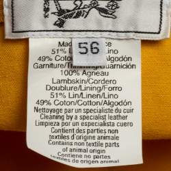 Pre Owned Hermes Yellow Cotton & Linen Leather Strip Detail Cap Size 56