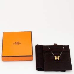 Pre Owned Hermes Mini Pop H Enamel Palladium Plated Pendant Necklace