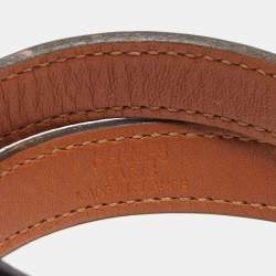 Pre Owned Hermès Brown Leather Gold Plated Kelly Double Tour Wrap Bracelet M