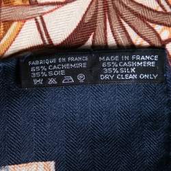 Pre Owned Hermès Brown & Blue Le Jardin Des Coptes Cashmere Silk Scarf