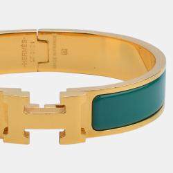 Pre Owned Hermes Clic H Malachite Narrow Bracelet 18cm