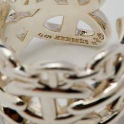 مملوكة مسبقًا Hermès Sterling Silver Chaine d'ancre Enchainee Ring Size EU 53