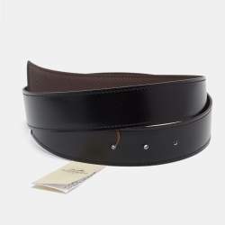 Pre Owned Hermes Noir/Chocolat Box and Togo Leather Reversible Belt Strap 85CM