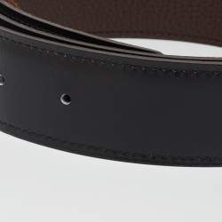 Pre Owned Hermes Noir/Chocolat Box and Togo Leather Reversible Belt Strap 85CM