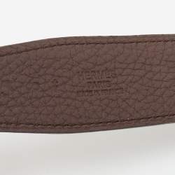 Pre Owned Hermes Noir/Chocolat Box and Togo Leather Reversible Belt Strap 85CM