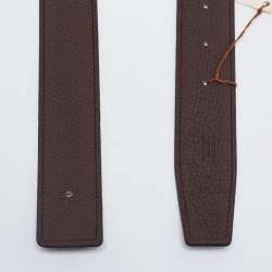 Pre Owned Hermes Noir/Chocolat Box and Togo Leather Reversible Belt Strap 85CM