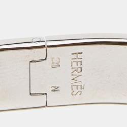 Pre Owned Hermès Clic H Orange Enamel Palladium Plated Narrow Bracelet