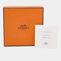 Pre Owned Hermès Clic H Orange Enamel Palladium Plated Narrow Bracelet